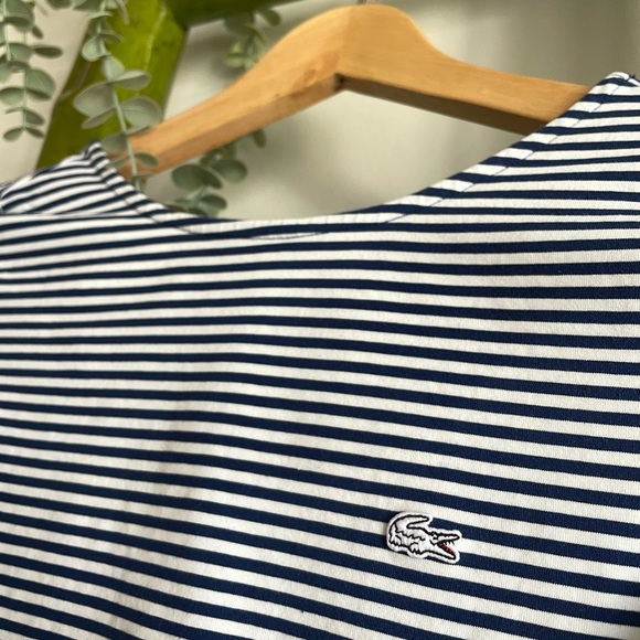 Lacoste Live Open Back Striped Stretch Cotton T-shirt size 34 (XS) - Picture 3 of 4